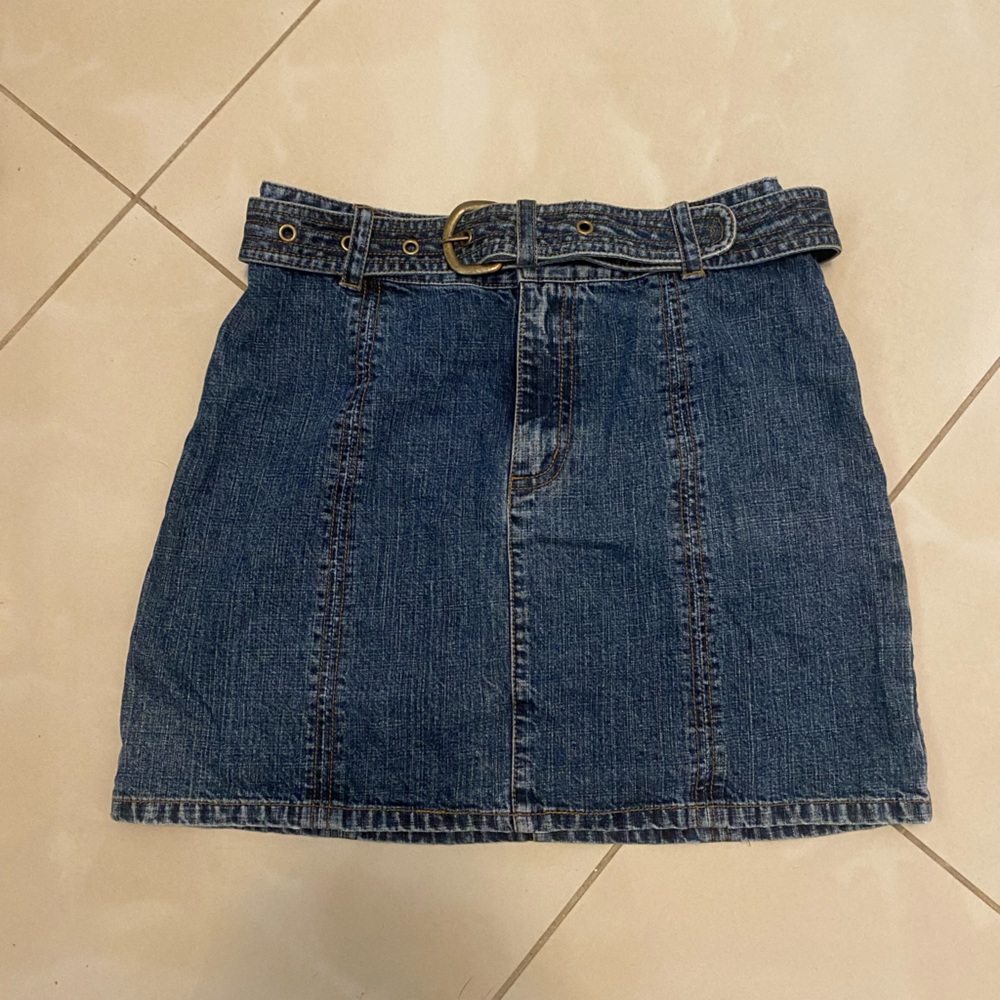 Y2K denim belt skirt